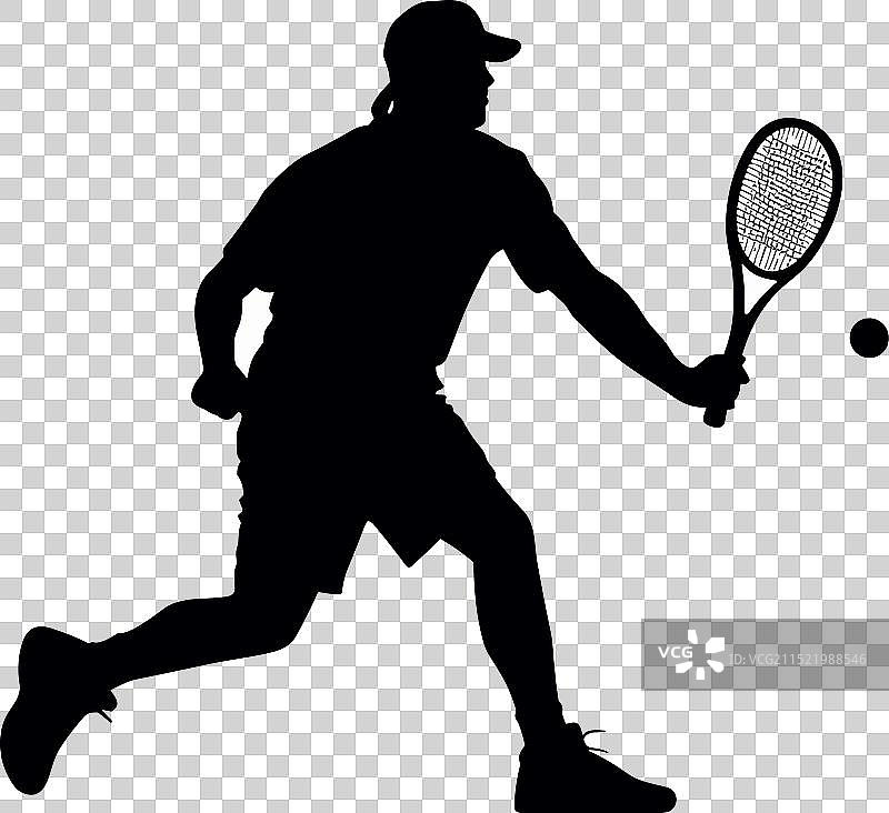 白色背景上的黑色网球运动员图标图片素材