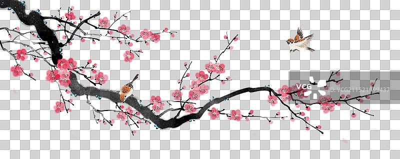 手绘中国画水墨画梅花免抠元素图片素材