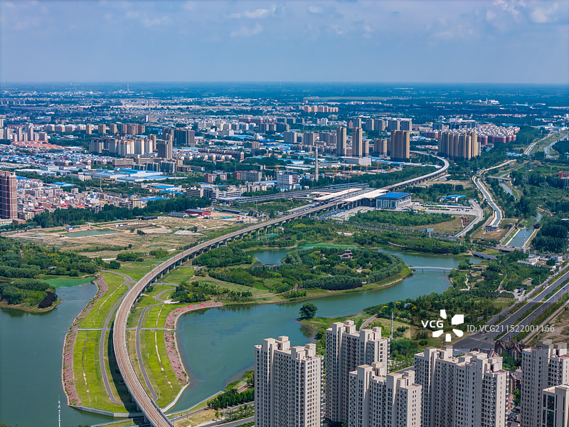 航拍河南开封西湖 开封黑岗口调蓄水库 湖泊-森林生态景观风景带 汴西湖 郑汴新区开封新区图片素材