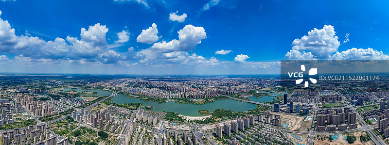 航拍河南开封西湖 开封黑岗口调蓄水库 湖泊-森林生态景观风景带 汴西湖 郑汴新区开封新区图片素材