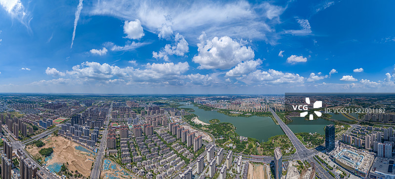 航拍河南开封西湖 开封黑岗口调蓄水库 湖泊-森林生态景观风景带 汴西湖 郑汴新区开封新区图片素材