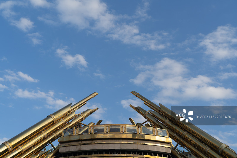 贵阳筑城广场筑韵金芦笙建筑上部分特写图片素材