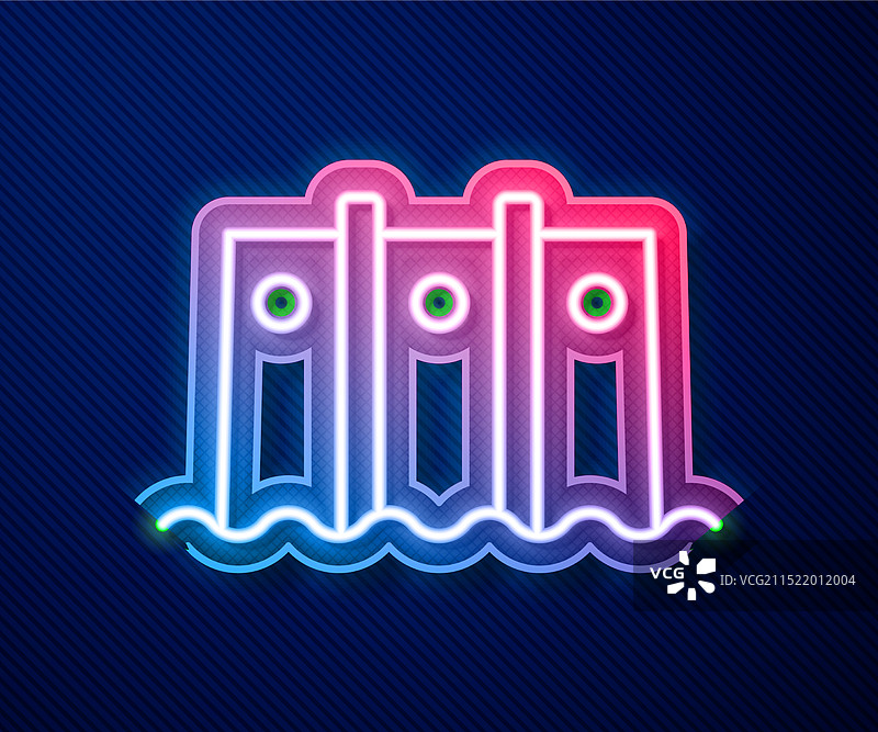 发光霓虹灯水力发电大坝图标图片素材