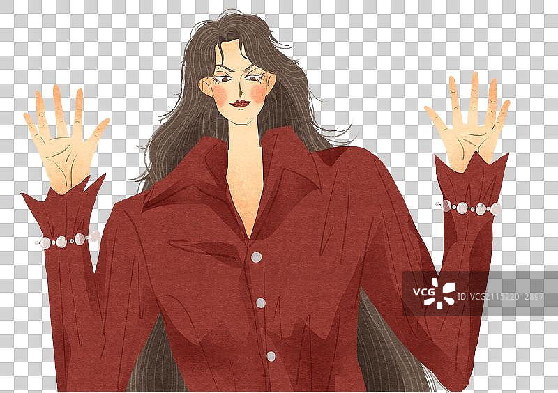 女性举手投降插画元素图片素材