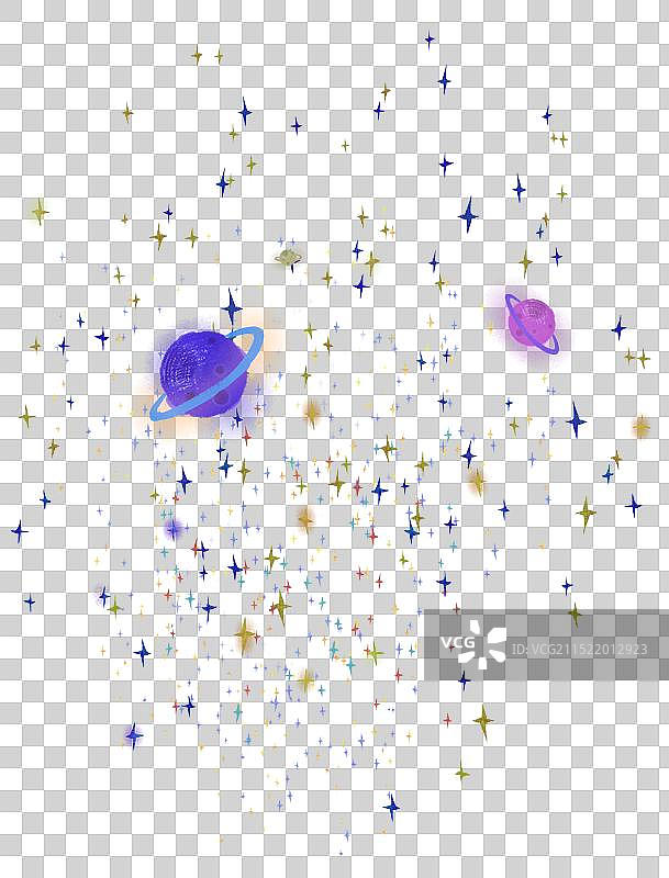 发光的星星和星球插画元素图片素材