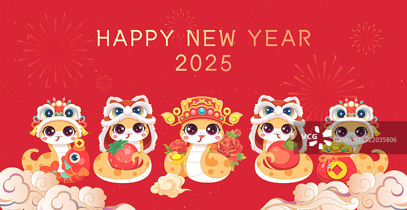 蛇年金蛇送福矢量国潮插画图片素材