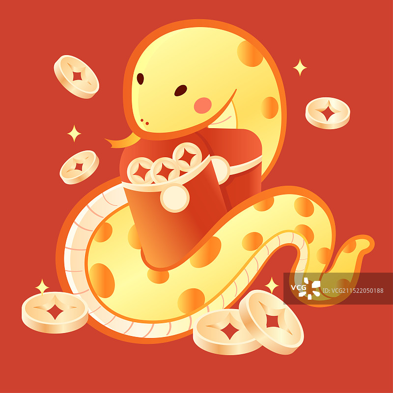 矢量蛇年蛇红包卡通形象图片素材