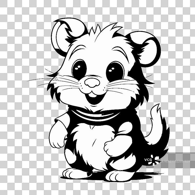 白色背景上的可爱卡通仓鼠图片素材