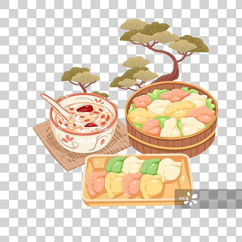 冬季饺子粥组合素材图片素材