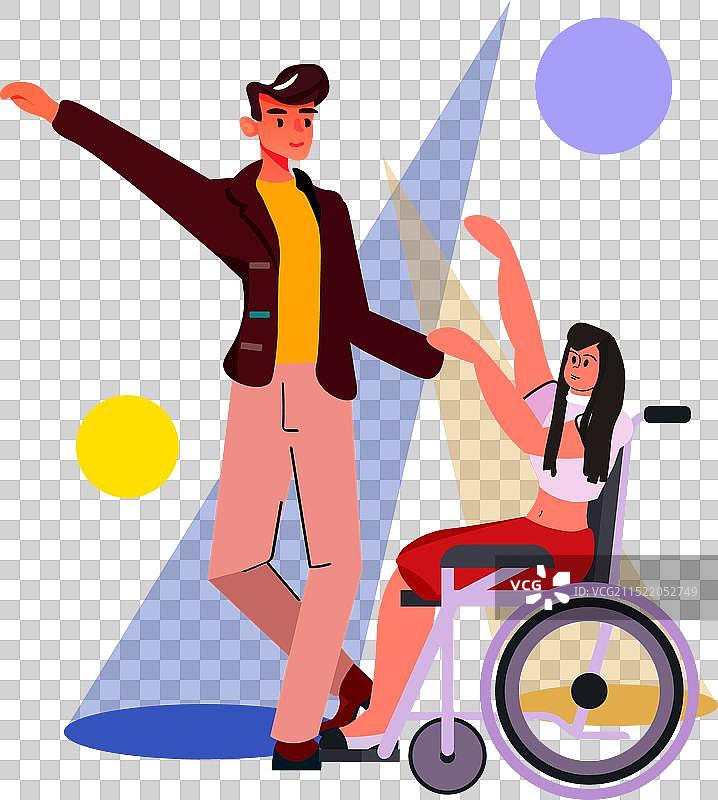 坐在轮椅上跳舞的残疾妇女图片素材