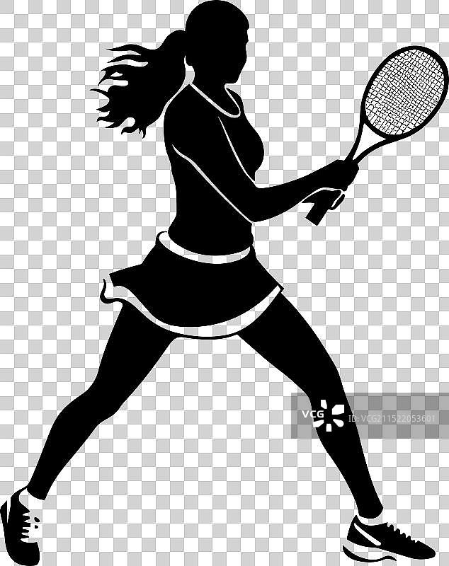 白色背景上的女网球运动员黑色图标图片素材