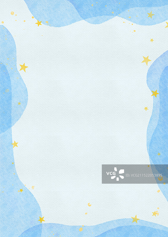 可爱蓝色水彩星星背景图片素材