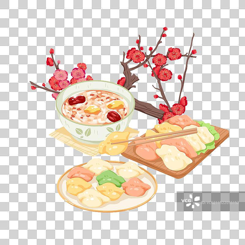 冬季饺子粥组合素材图片素材