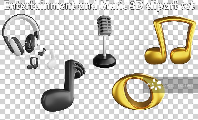 音符剪贴画元素3D渲染图片素材