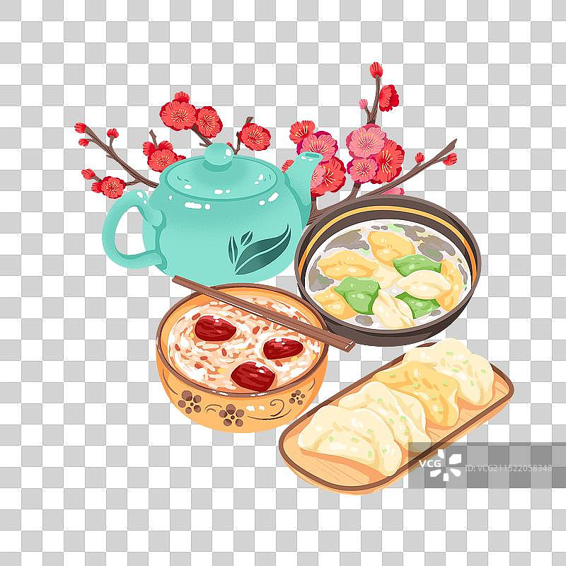 冬季饺子粥组合素材图片素材