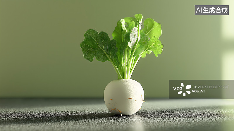 【AI数字艺术】白萝卜3d蔬菜特写元素图片素材