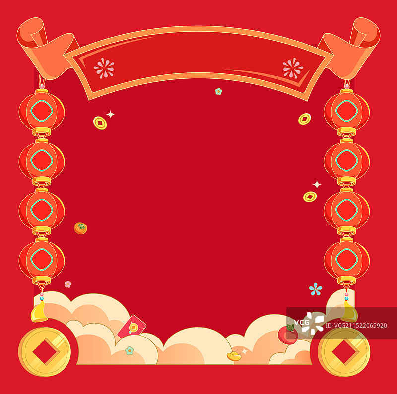 新年灯笼边框红色喜庆背景图片素材