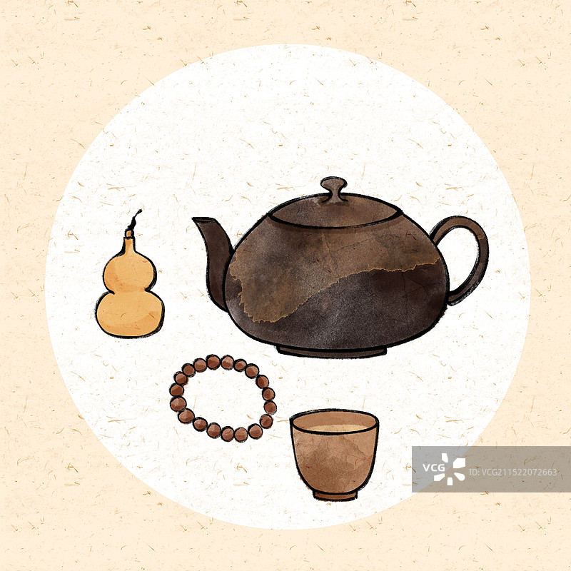 国风茶壶插画图片素材