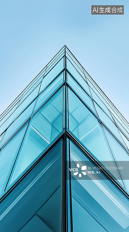 【AI数字艺术】蓝色透明反光玻璃图片素材