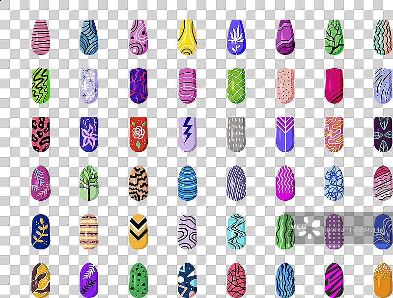 涂有不同颜色的女性美甲图片素材