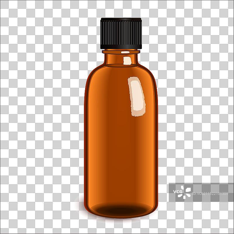 带塑料盖的琥珀色玻璃瓶模型图片素材