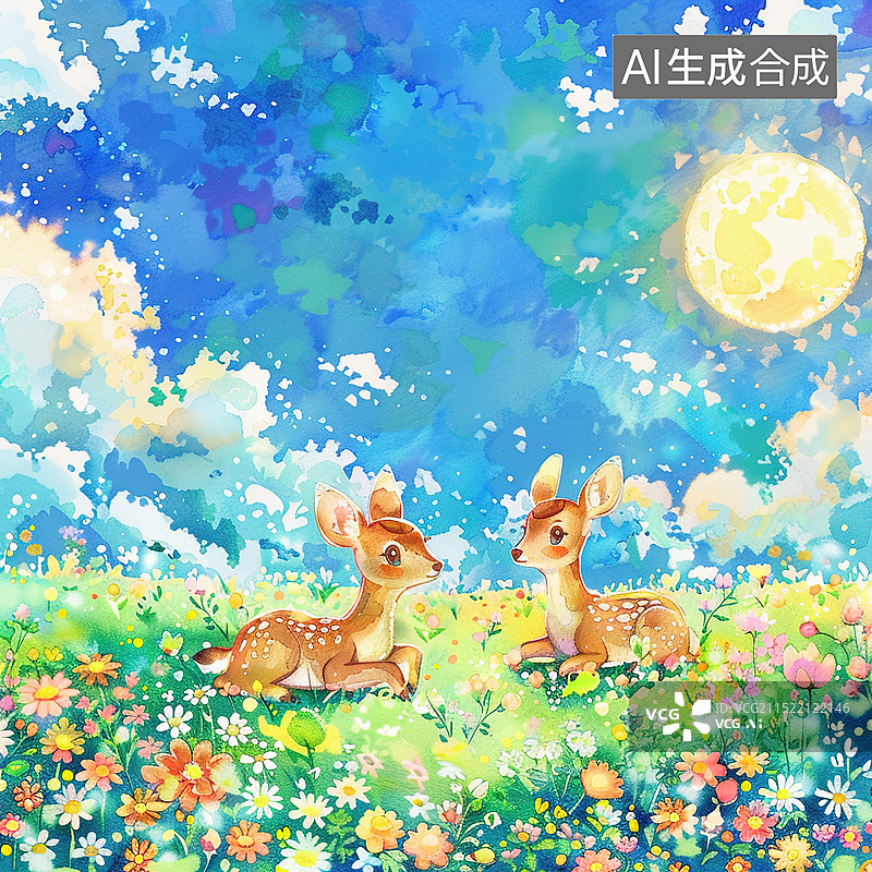 【AI数字艺术】在春日阳光的小鹿图片素材