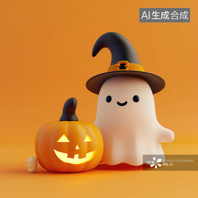 【AI数字艺术】万圣节南瓜和女巫图片素材