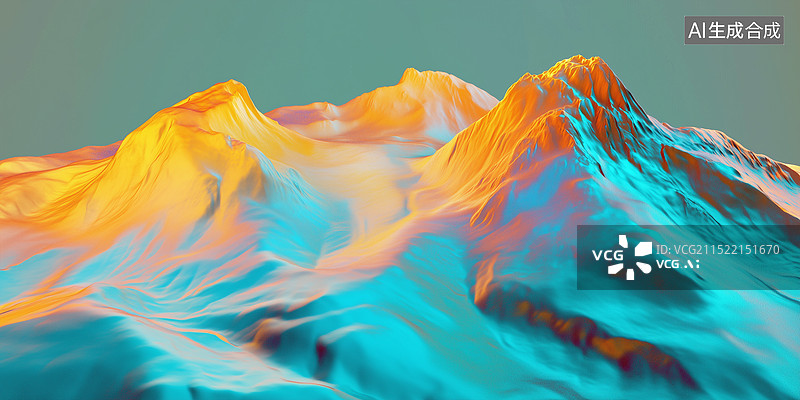 【AI数字艺术】山脉和丘陵流淌着金色图片素材