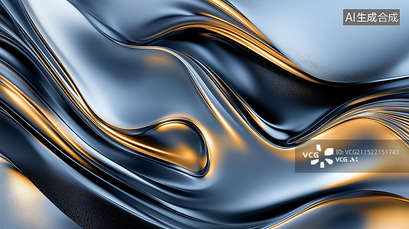 【AI数字艺术】黑金流体背景图片素材