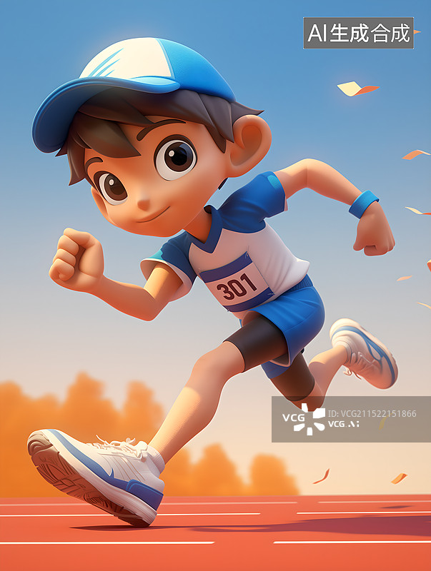 【AI数字艺术】3D卡通田径运动员图片素材