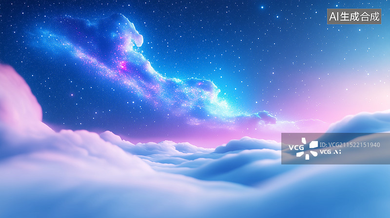 【AI数字艺术】星空银河下的光绘自然风景图片素材