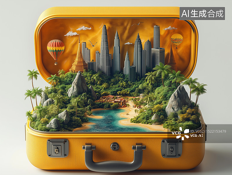 【AI数字艺术】旅行相关的物品和人图片素材