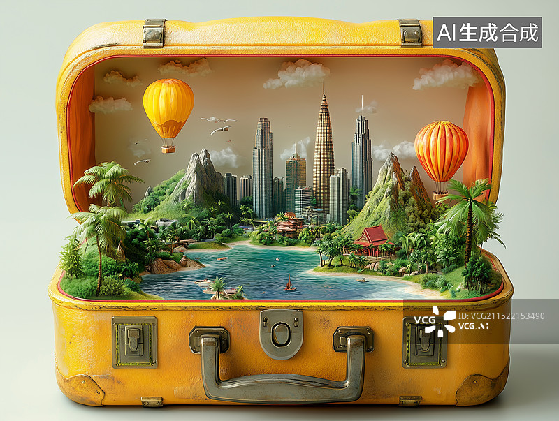 【AI数字艺术】旅行相关的物品和人图片素材