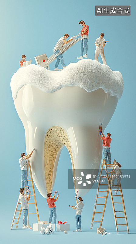 【AI数字艺术】三维牙齿清图洗牙齿健康图片素材