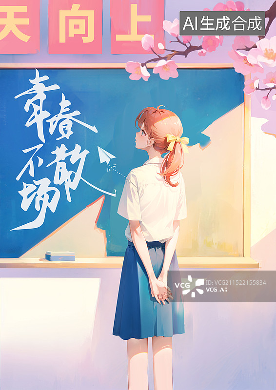 【AI数字艺术】青春毕业季插画海报图片素材