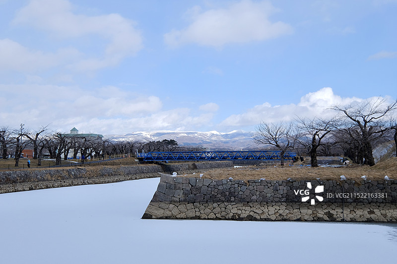 冬天雪后的日本北海道函馆五棱郭公园图片素材