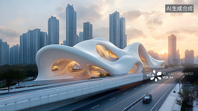 【AI数字艺术】现代化城市未来科技城市建筑桥梁图片素材