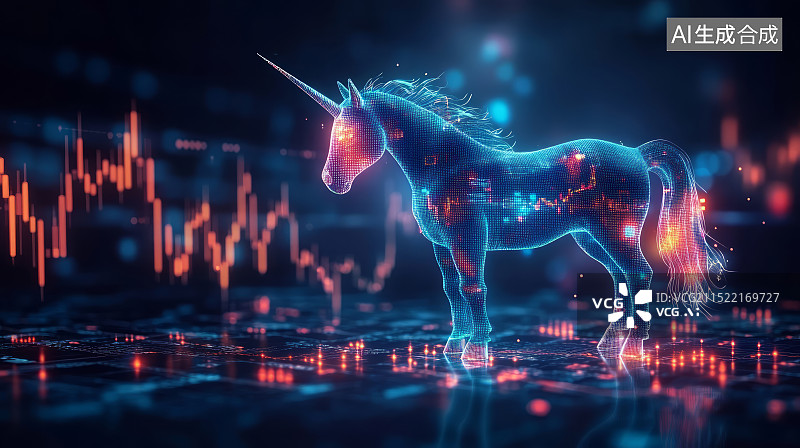 【AI数字艺术】金融经济股市数据图表独角兽企业概念图片素材