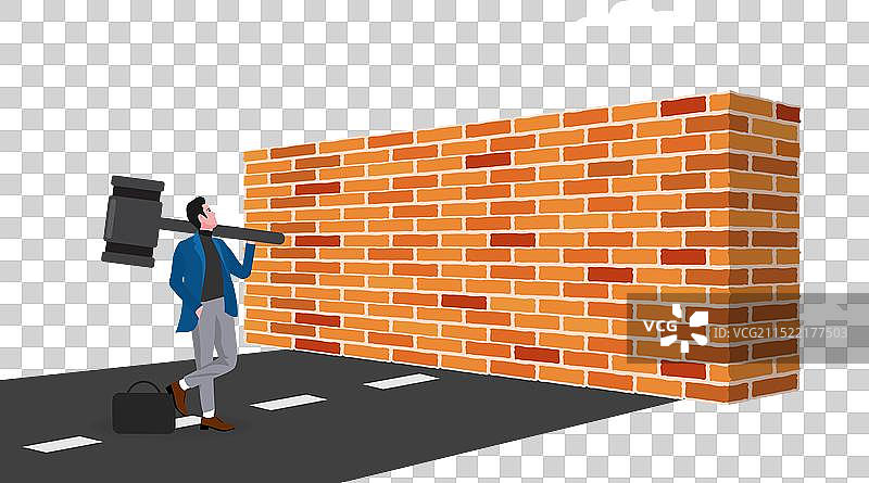 商务人士准备破墙图片素材
