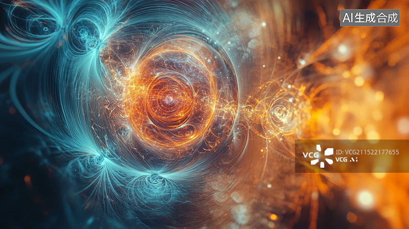 【AI数字艺术】微观世界中的量子纠缠图片素材