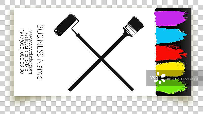 滚刷和彩色油漆名片概念图片素材