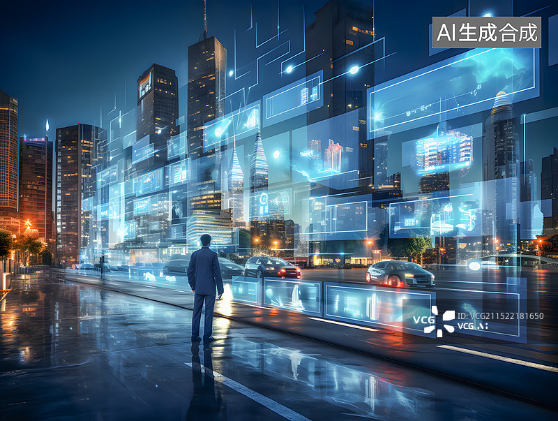 【AI数字艺术】物联网信息传感网,人工智能图片素材