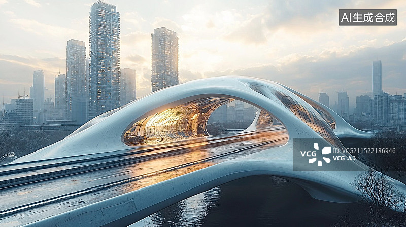 【AI数字艺术】未来城市道路汽车广告背景图片素材