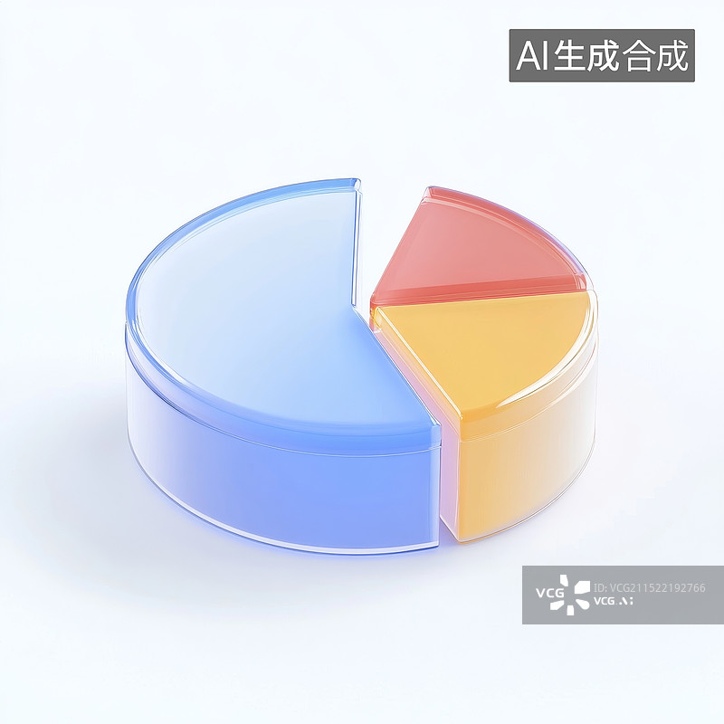 【AI数字艺术】玻璃质感饼图3D图标设计图片素材