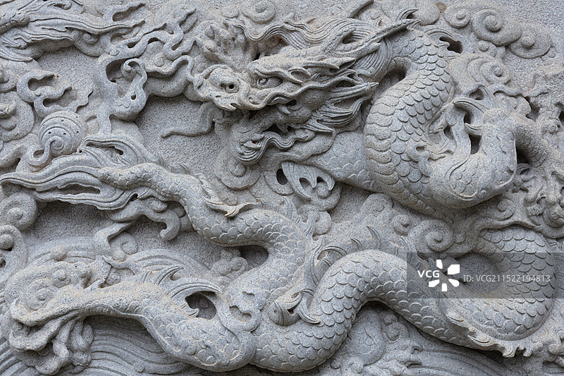 中国传统文化元素建筑——石雕九龙壁图片素材