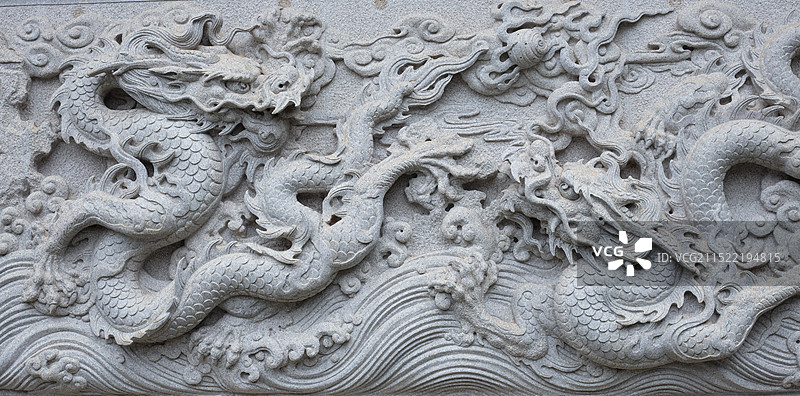中国传统文化元素建筑——石雕九龙壁图片素材