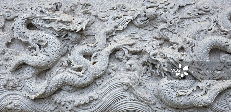 中国传统文化元素建筑——石雕九龙壁图片素材