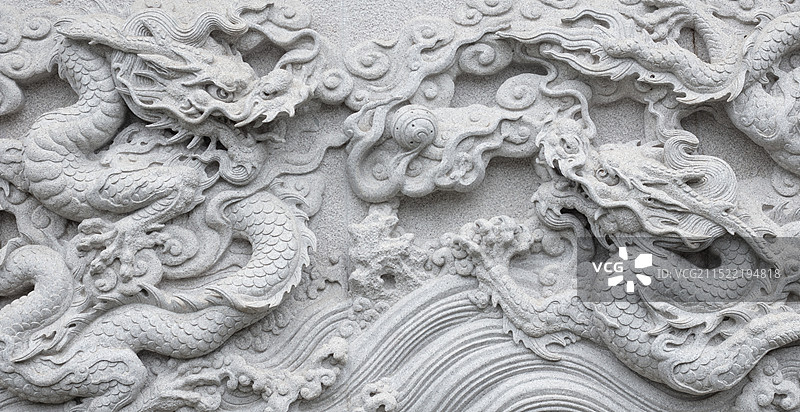 中国传统文化元素建筑——石雕九龙壁图片素材