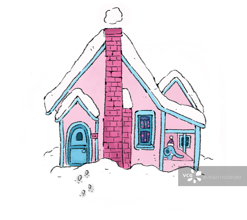 粉色房子 可爱房子 童话小屋 大象图片素材