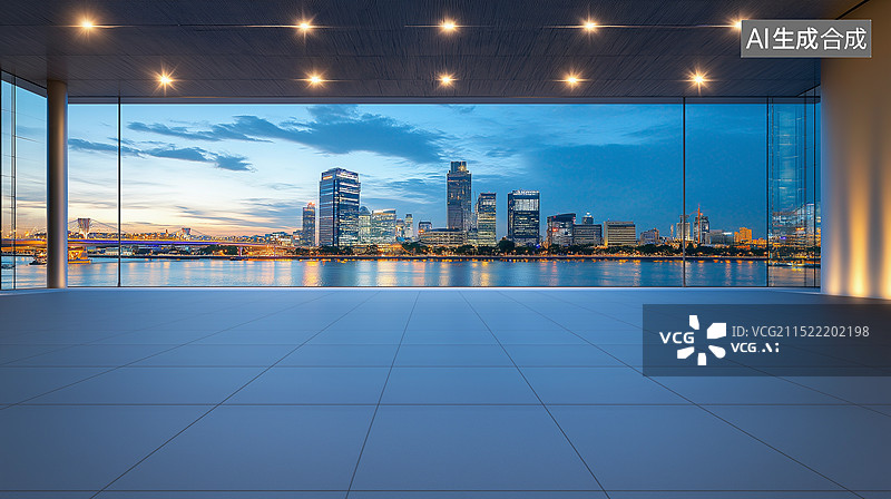 【AI数字艺术】汽车广告背景图——巨大的广场与远处的城市天际线图片素材